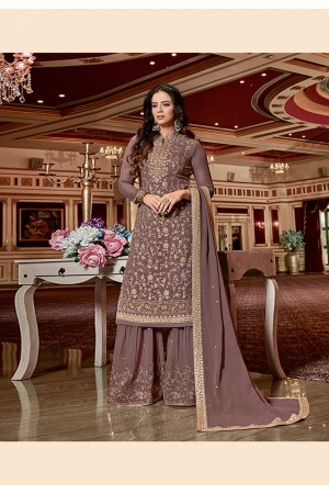 Brown georgette embroidered sharara suit  4520
